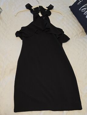 Zara Black Ruffle Halter Mini Dress